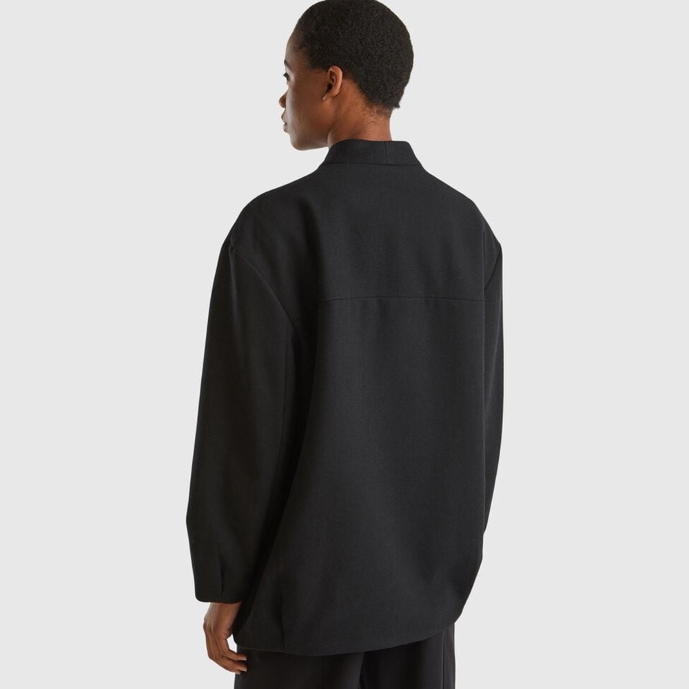 ZARA • Black Manteca Wool Bomber Jacket Coat Made In Italy - Picture 4 of 11
